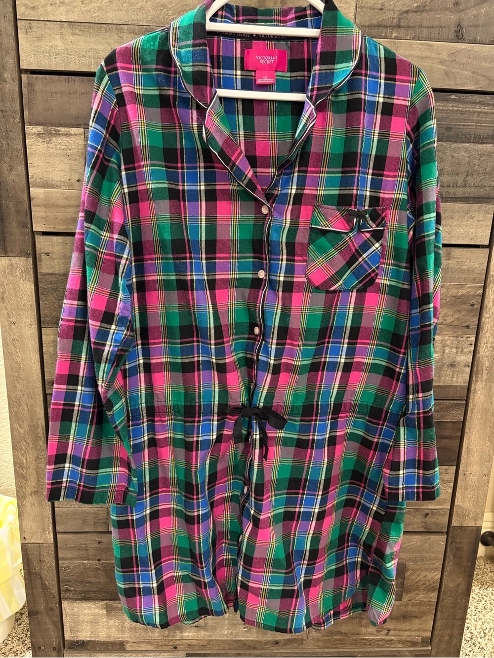 Victoria’s Secret Plaid Button Down Nightgown- size XL